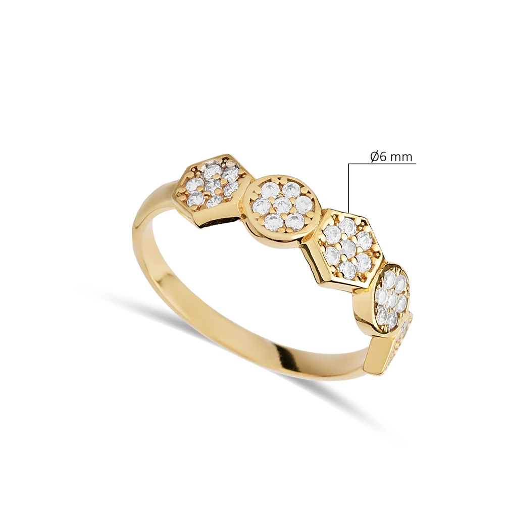 Geometric Design CZ Stone Band Ring Jewelry