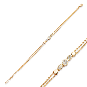 CZ Stone Round and Oval Charm Bracelet