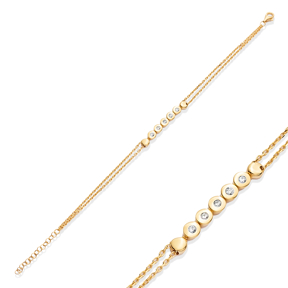 Dainty Round Shape Charm Silver Bracelet