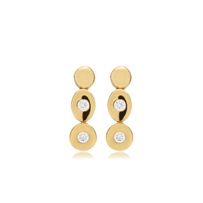 Plain Round Oval CZ Silver Stud Earrings