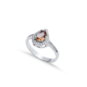 Minimalist Pear Design Silver Zultanite Ring