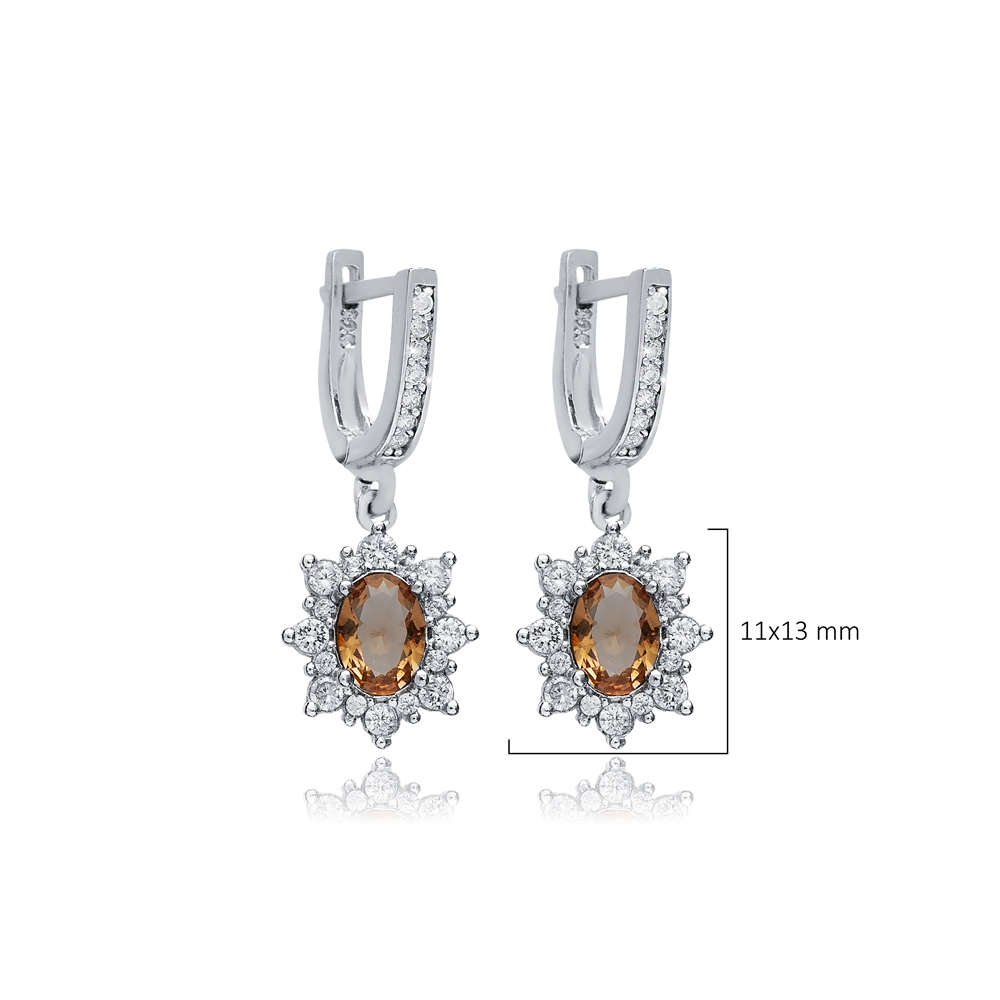 CZ Oval Zultanite Silver Dangle Earrings