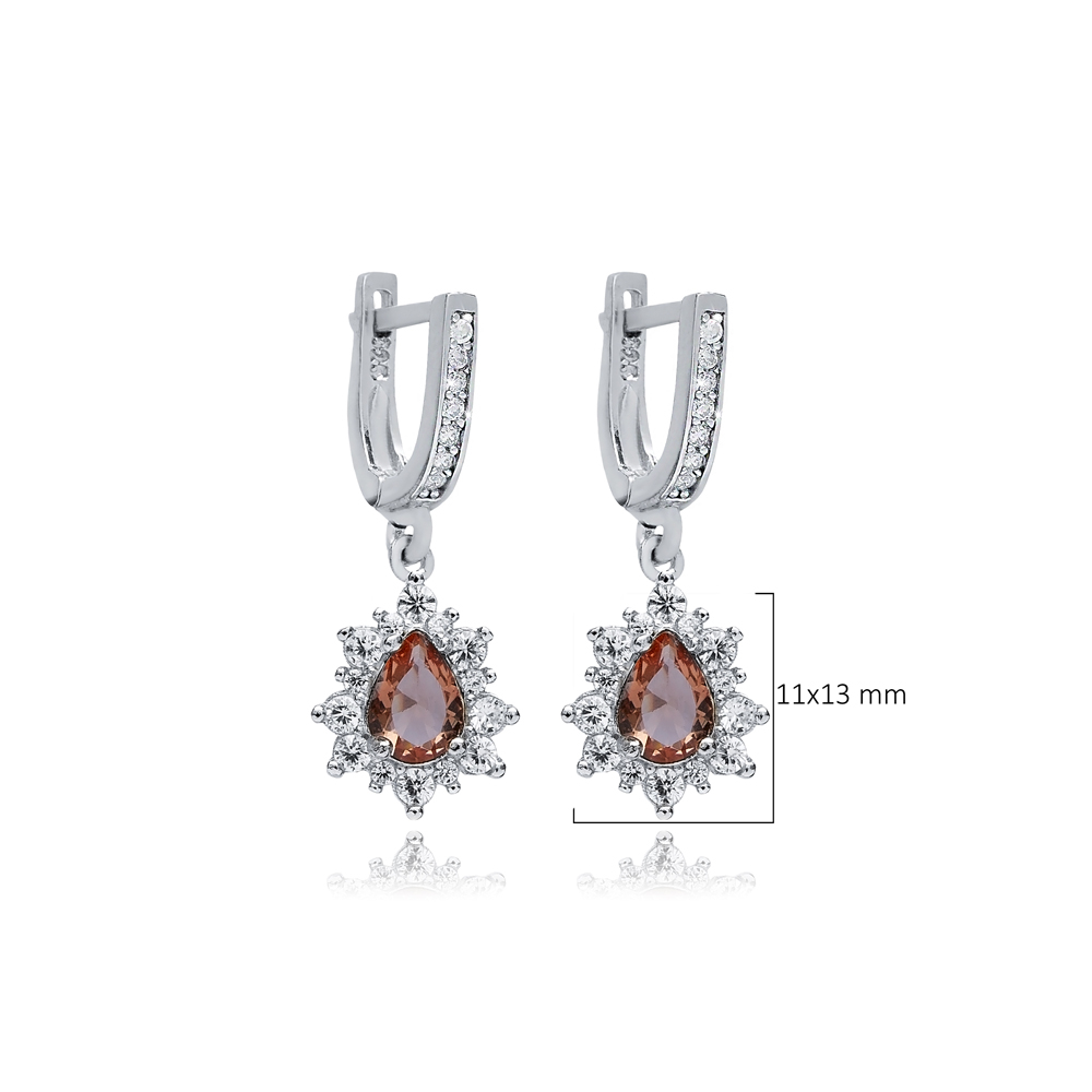 Pear Zultanite CZ Dangle Silver Earrings