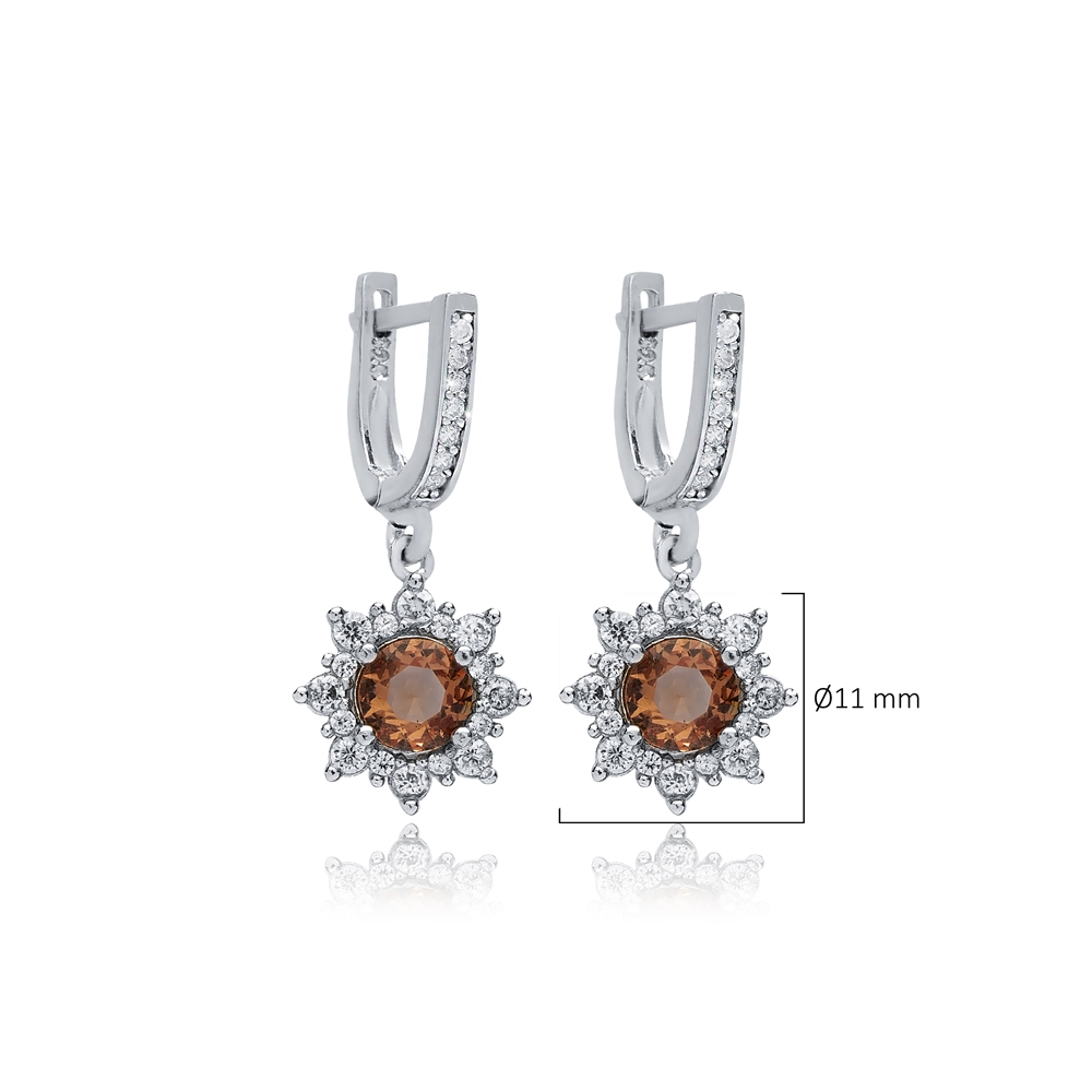 Round Zultanite CZ Dangle Silver Earrings