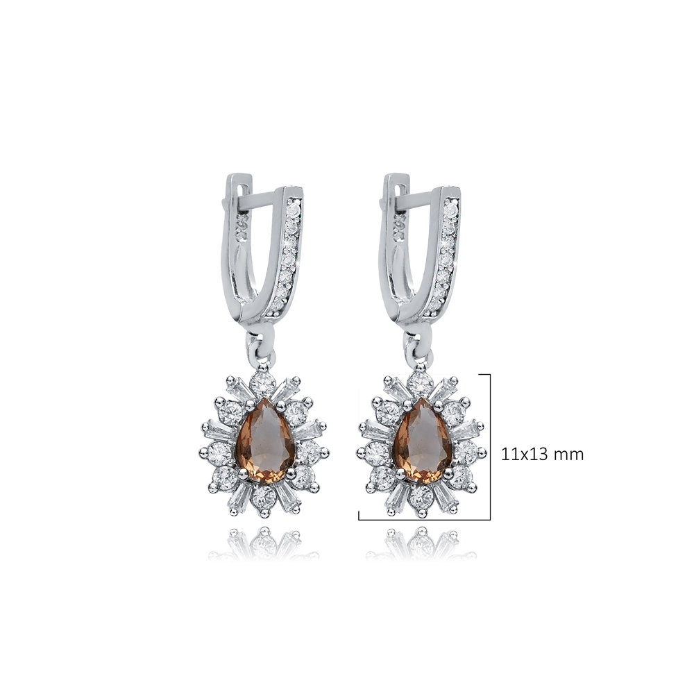 Pear Zultanite CZ Silver Dangle Earrings