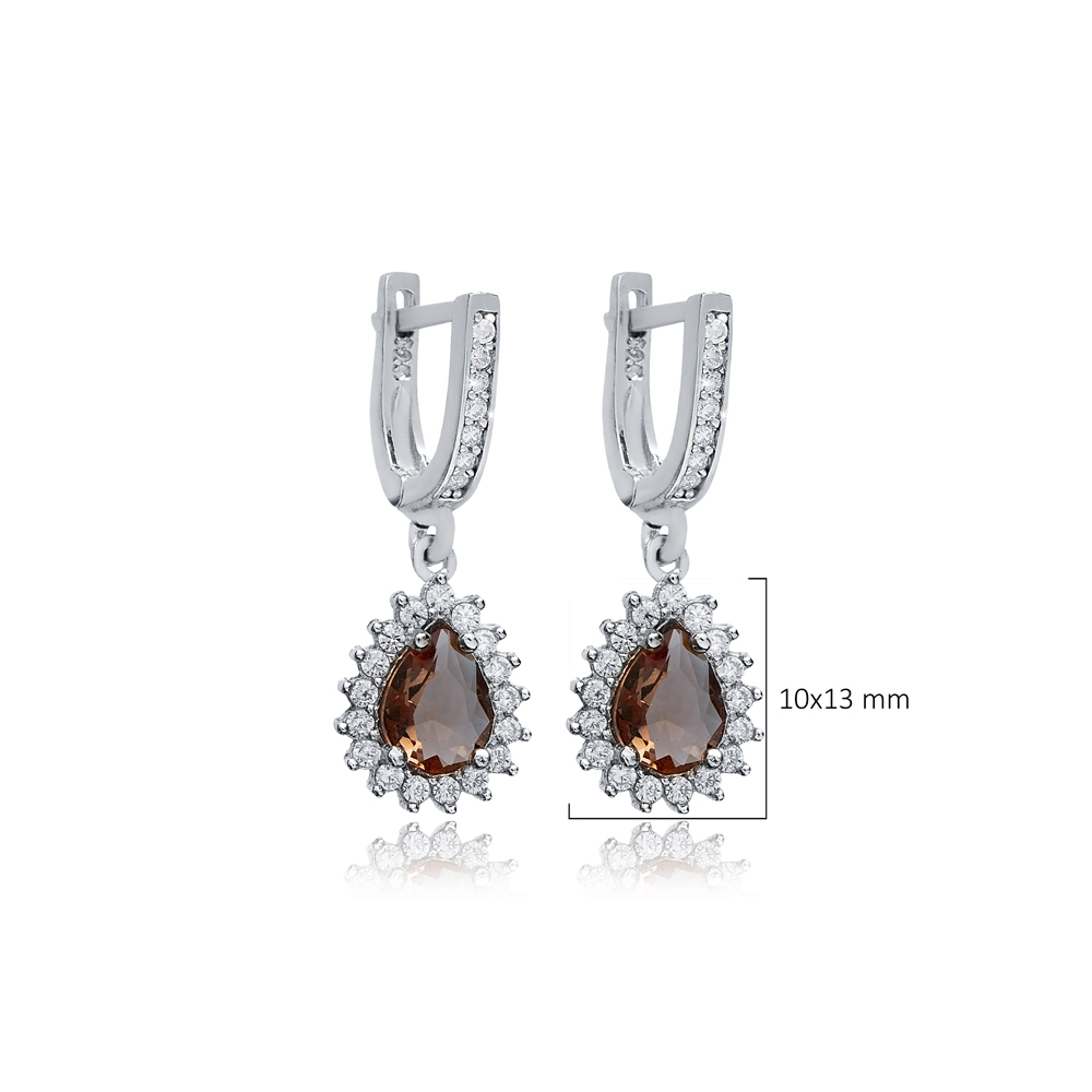 CZ Pear Zultanite Dangle Earrings 925