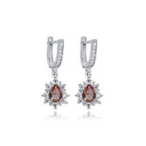 Pear Zultanite CZ Dangle Silver Earrings