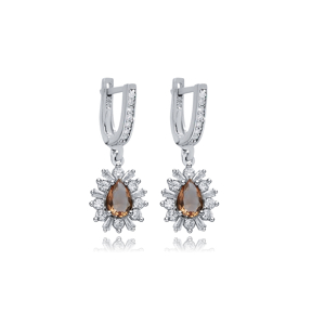 Pear Zultanite CZ Silver Dangle Earrings