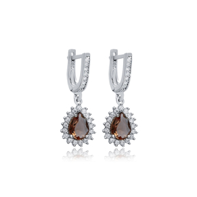 CZ Pear Zultanite Dangle Earrings 925