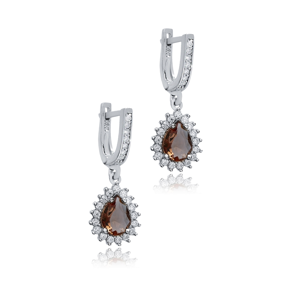 CZ Pear Zultanite Dangle Earrings 925