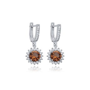 Round Zultanite CZ Silver Dangle Earrings