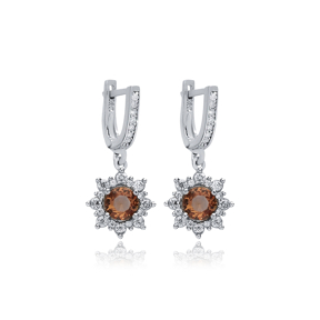 Round Zultanite CZ Dangle Silver Earrings
