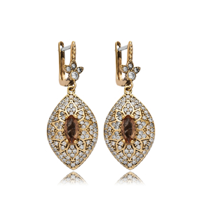 Zultanite CZ Marquise Authentic Ottoman Silver Earrings