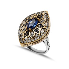 Sapphire CZ Ottoman Authentic Silver Ring