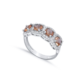 Zultanite CZ Five Stone Round Silver Ring