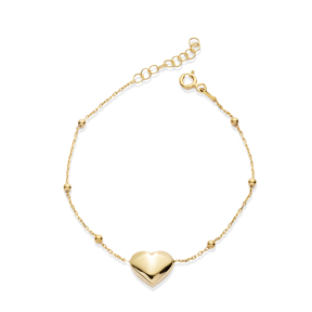 Elegant Plain Heart Design Ball Chain Silver Bracelet