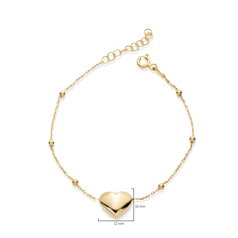 Elegant Plain Heart Design Ball Chain Silver Necklace