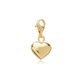 Plain Heart Silver Clasp Charm Pendant