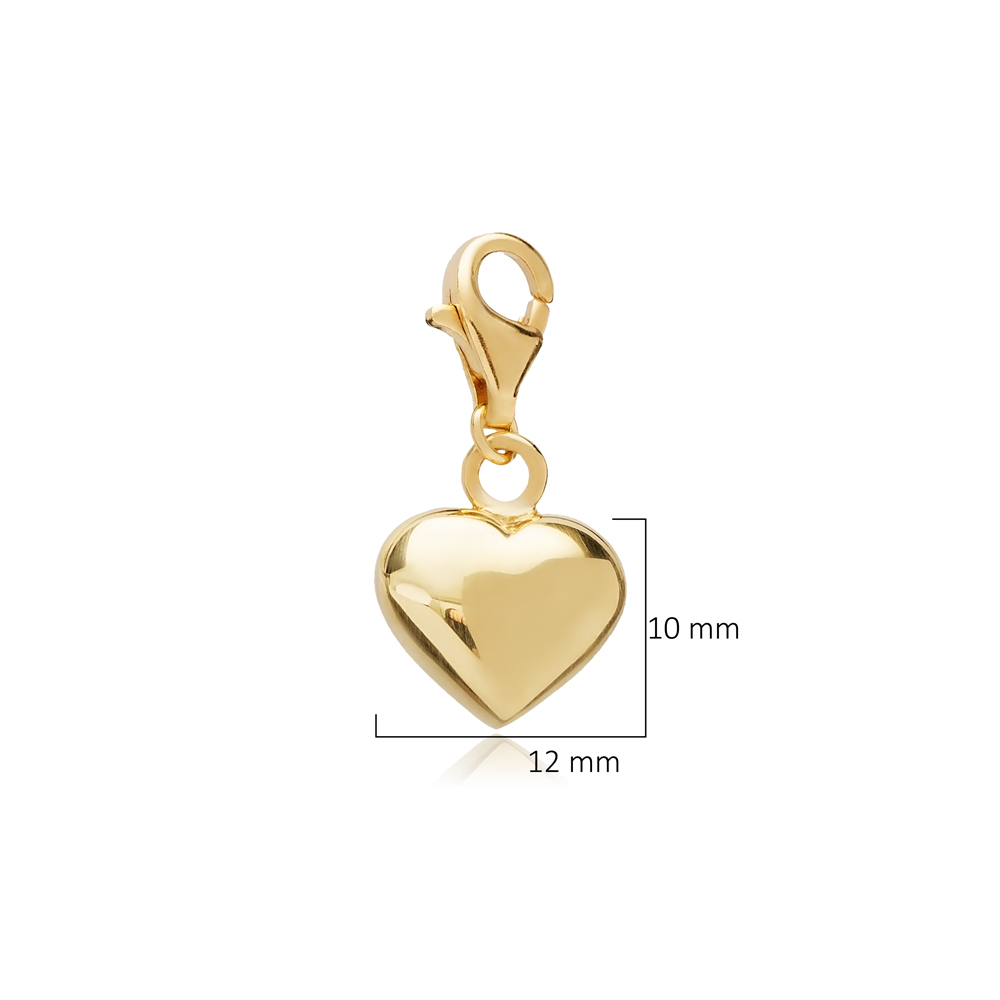 Plain Heart Silver Clasp Charm Pendant