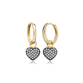 Heart Design Silver 925 Dangle Earrings