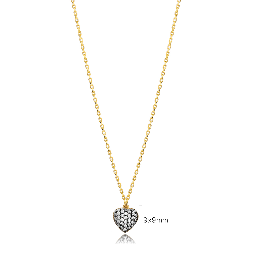 Heart Design Zircon Charm Necklace