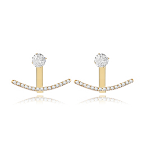 Minimalist Design Ear Jackets Turkish Silver Earring