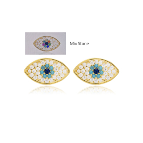 Mix Stone Evil Eye Stud Earrings