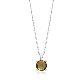 12 mm Silver Round Zultanite Charm Necklace