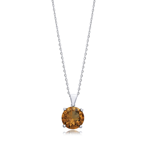 14 mm Round Zultanite Charm Necklace Silver