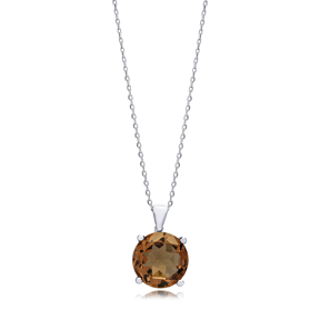 16 mm Silver Round Zultanite Charm Necklace