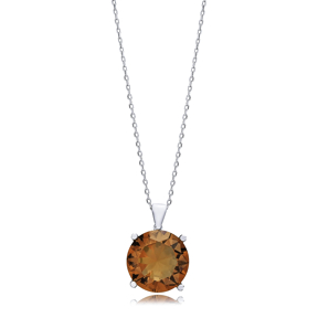 18 mm Round Zultanite Charm Silver Necklace