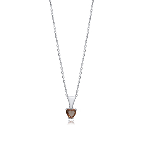 Heart Zultanite Charm Necklace Silver