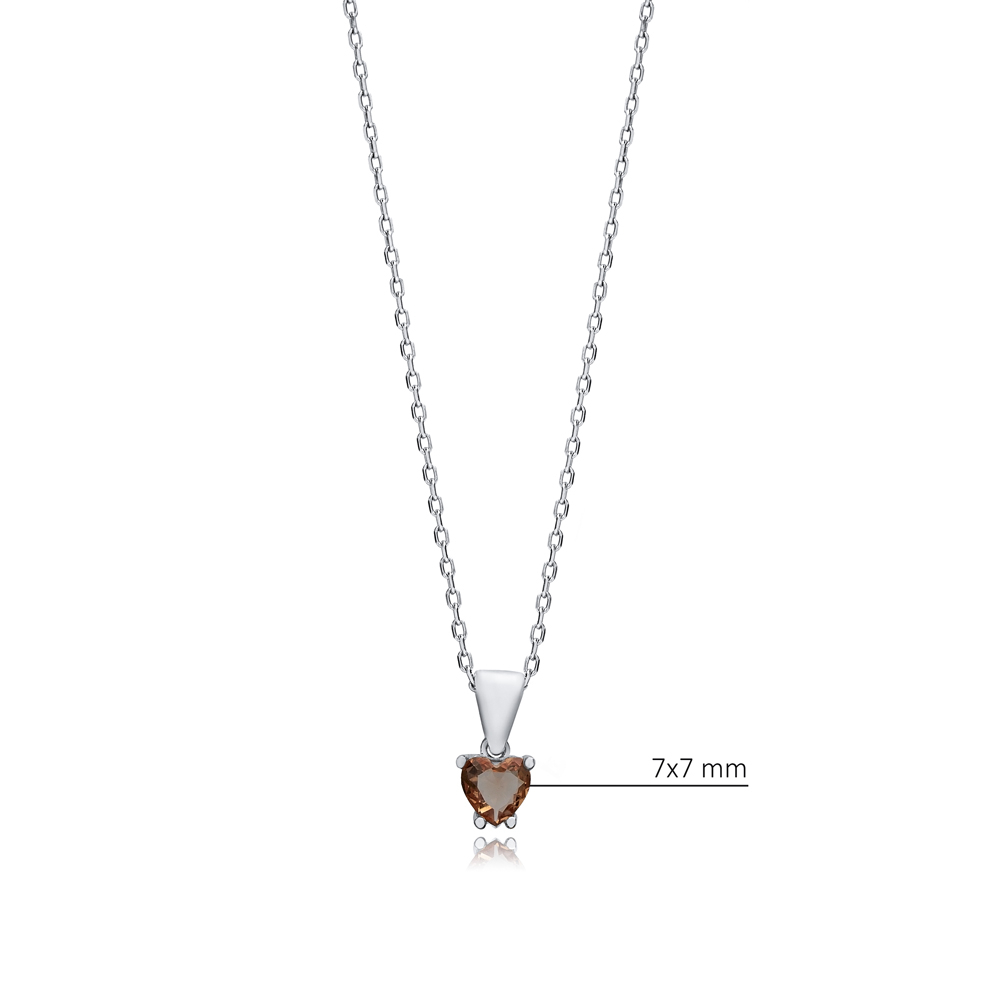 Heart Zultanite Charm Necklace Silver