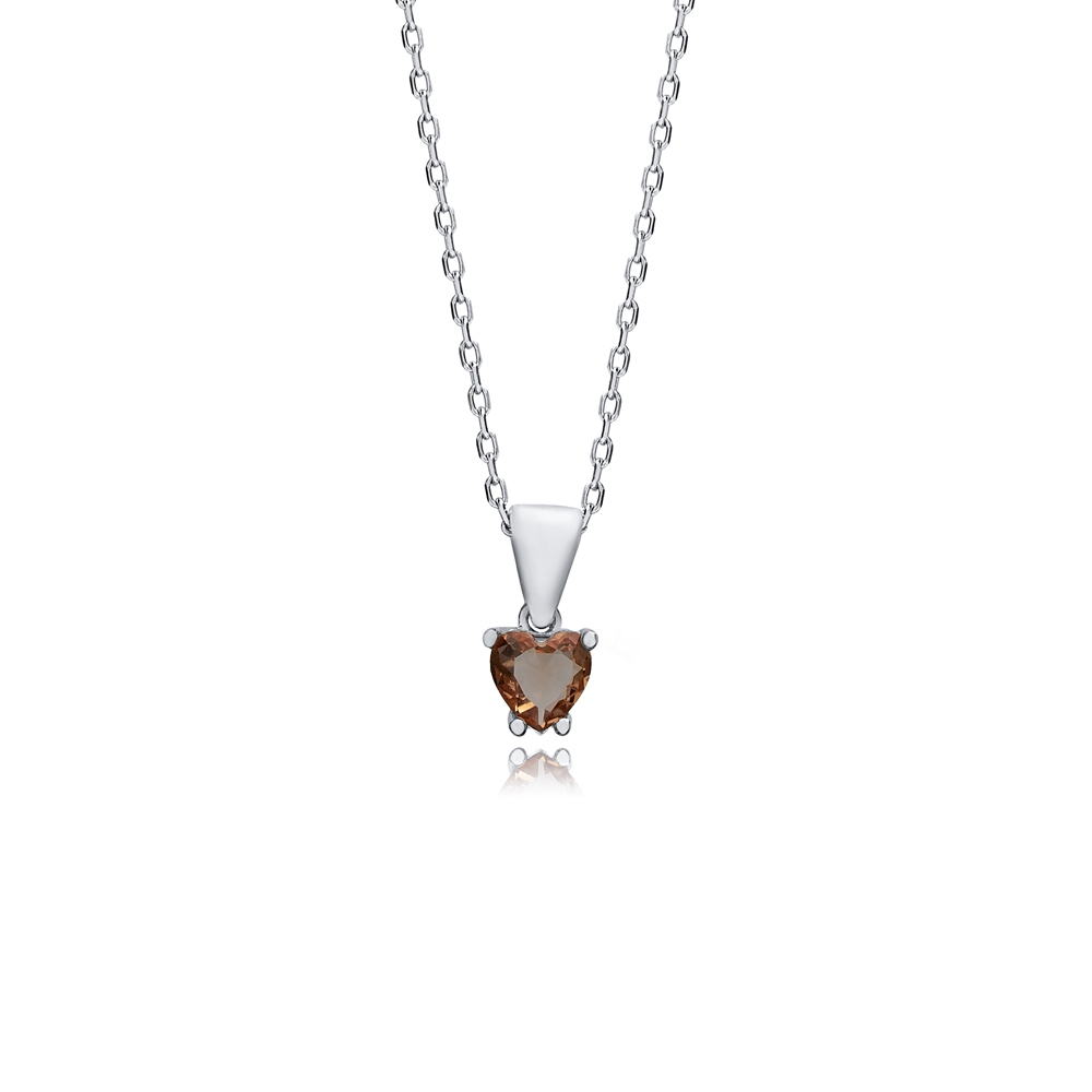 Heart Zultanite Charm Necklace Silver