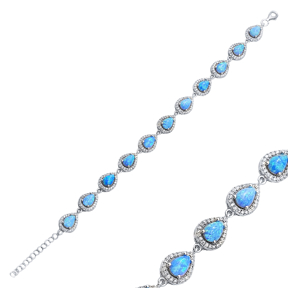 Opal CZ Pear Shape Cluster Bracelet Jewelry