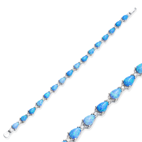 Pear Shape Opal CZ Cluster Bracelet Silver