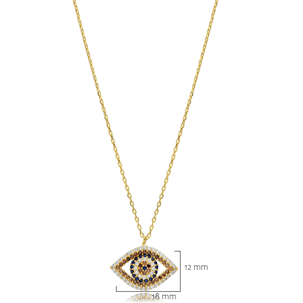 Brown Sapphire CZ Stone Evil Eye Necklace