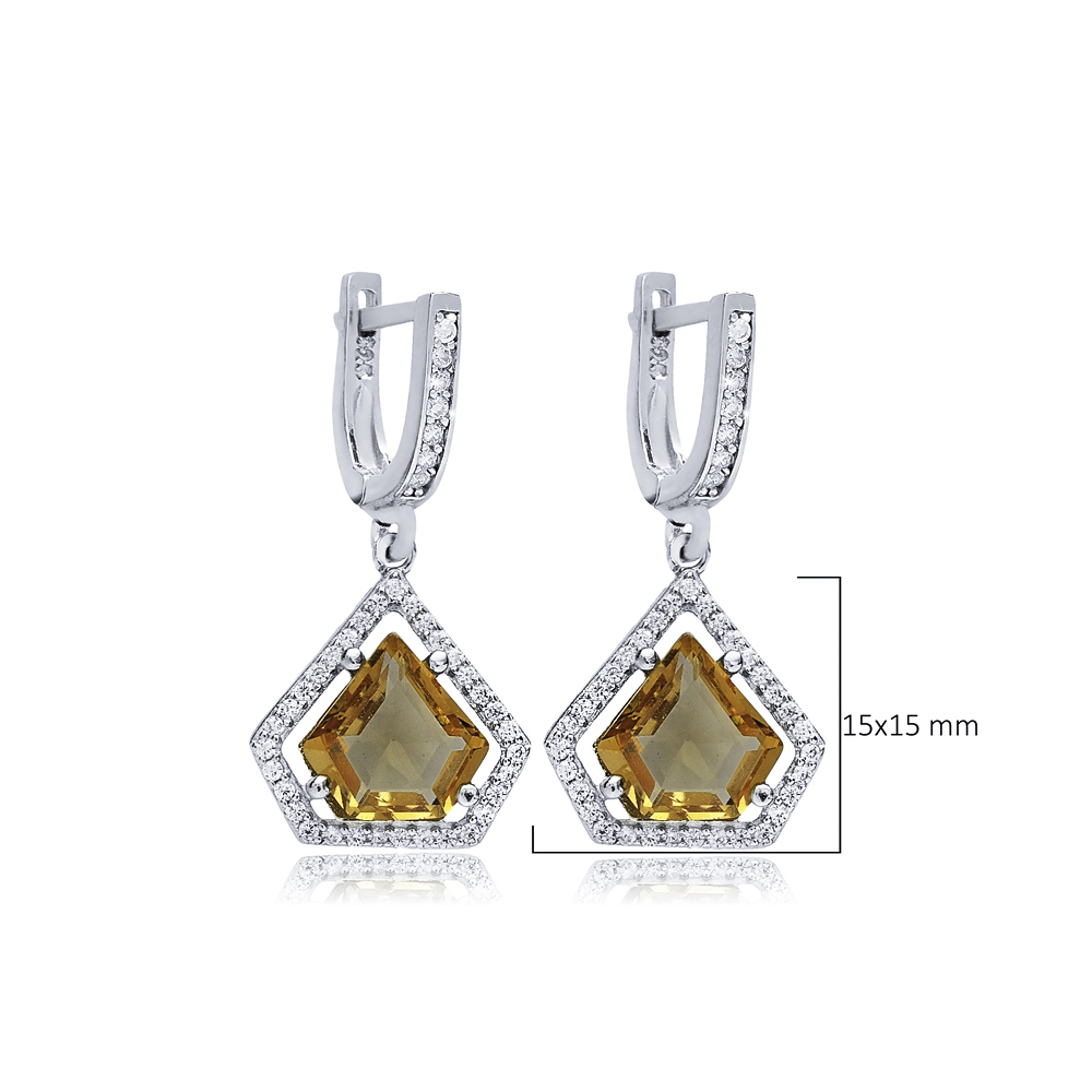 Diamond Shape Zultanite CZ Dangle Earrings