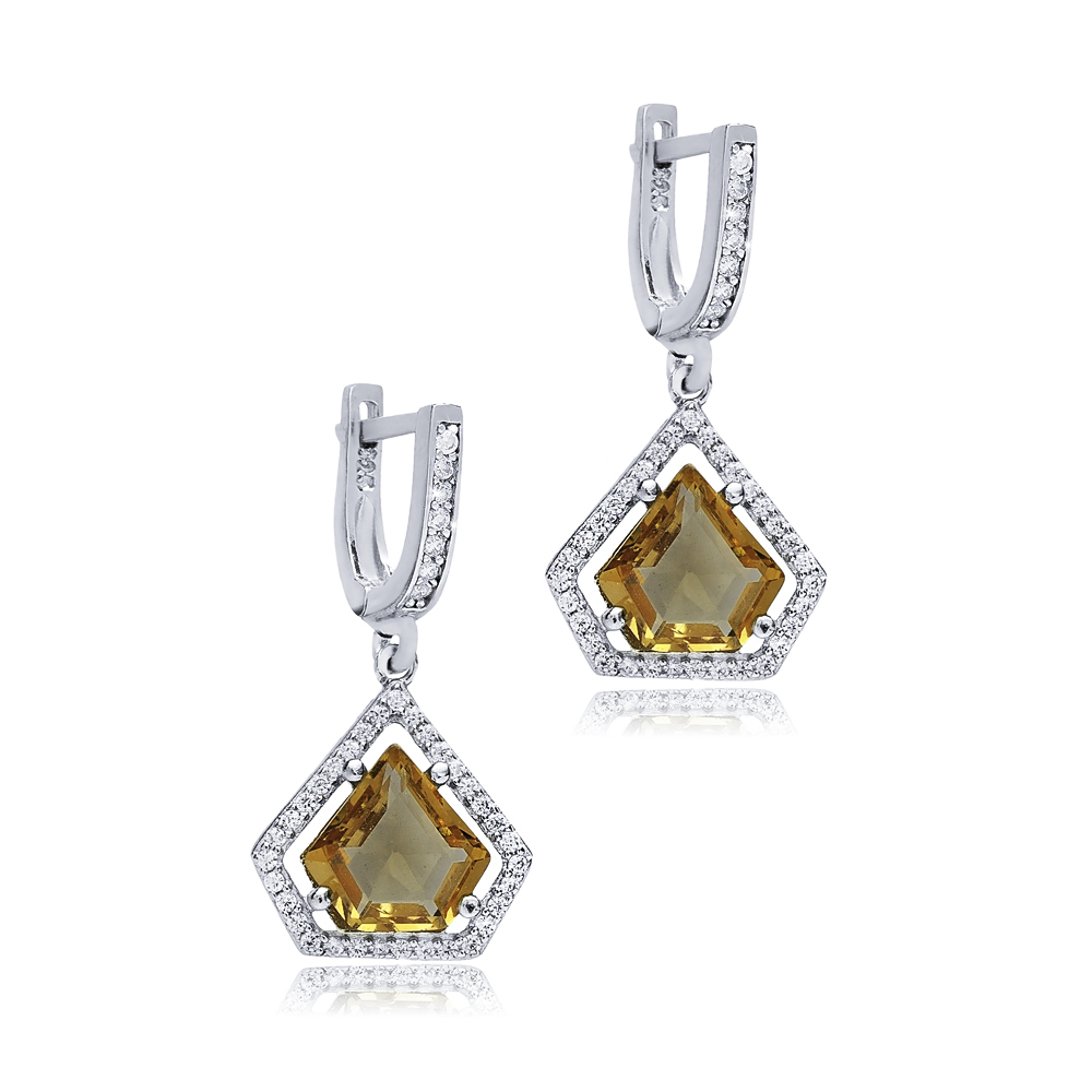 Diamond Shape Zultanite CZ Dangle Earrings