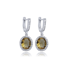 Oval Zultanite CZ Silver Dangle Earrings