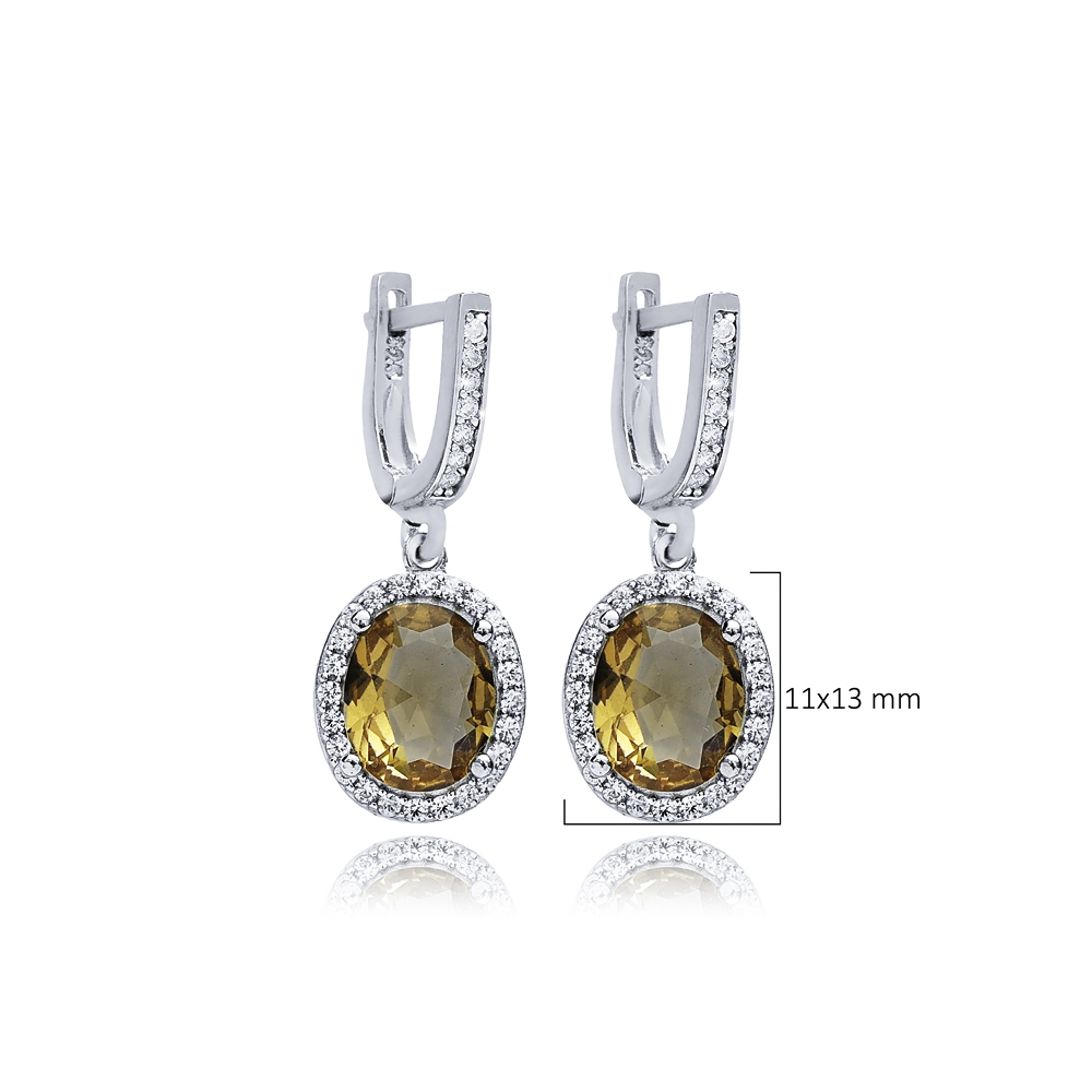 Oval Zultanite CZ Silver Dangle Earrings