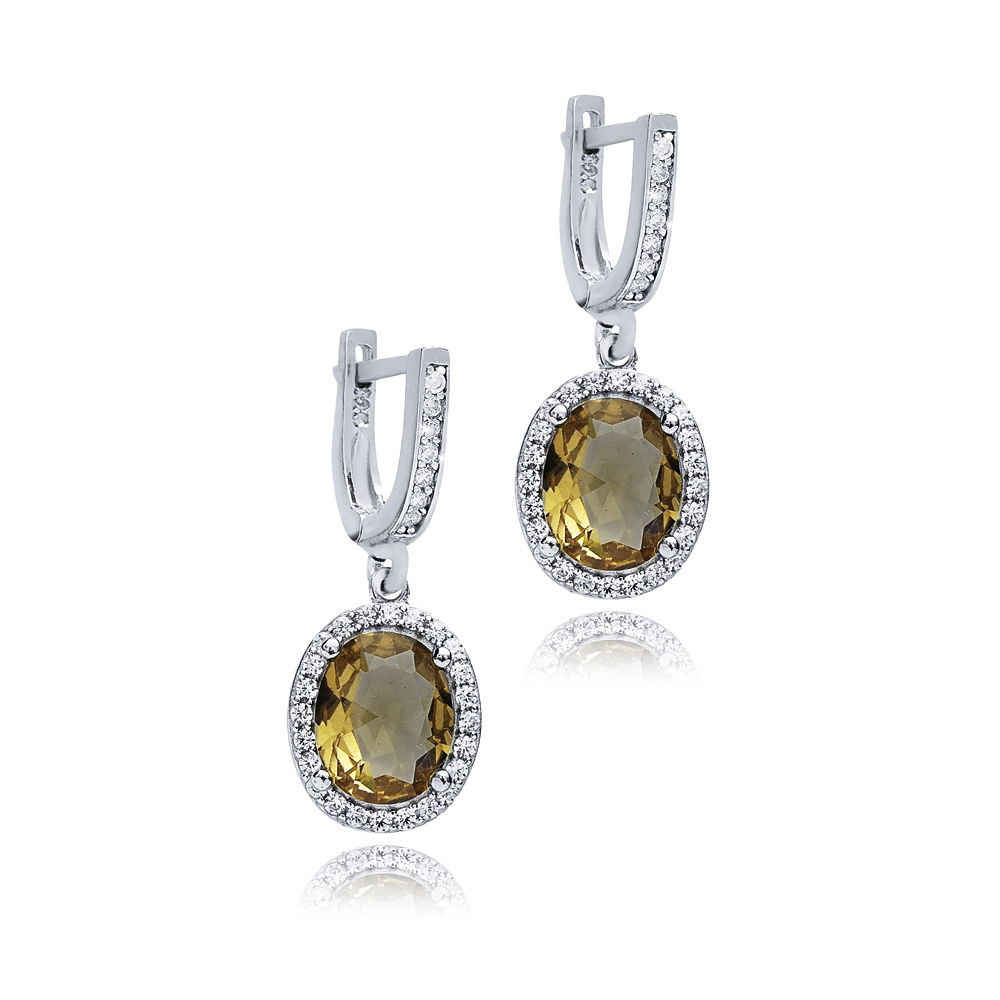 Oval Zultanite CZ Silver Dangle Earrings