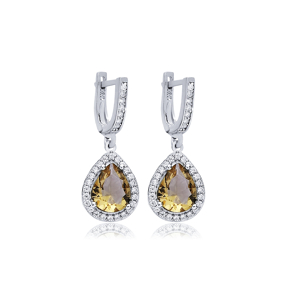 Pear Zultanite CZ Silver Dangle Earrings