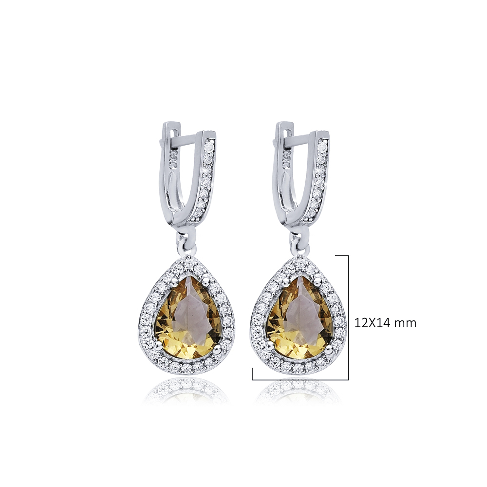 Pear Zultanite CZ Silver Dangle Earrings