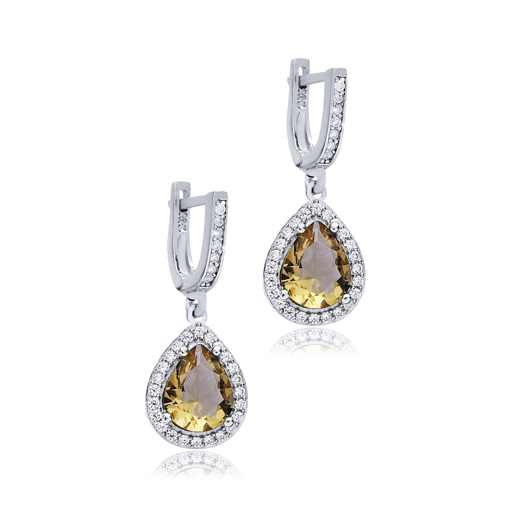 Pear Zultanite CZ Silver Dangle Earrings