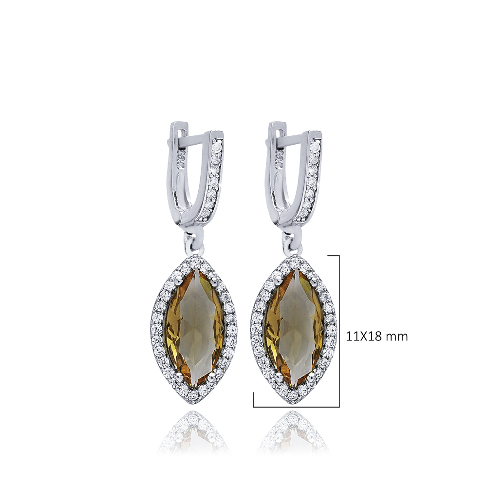 Marquise Zultanite CZ Silver Dangle Earrings