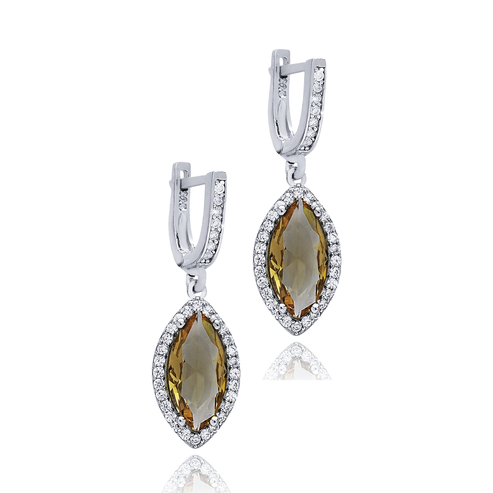 Marquise Zultanite CZ Silver Dangle Earrings