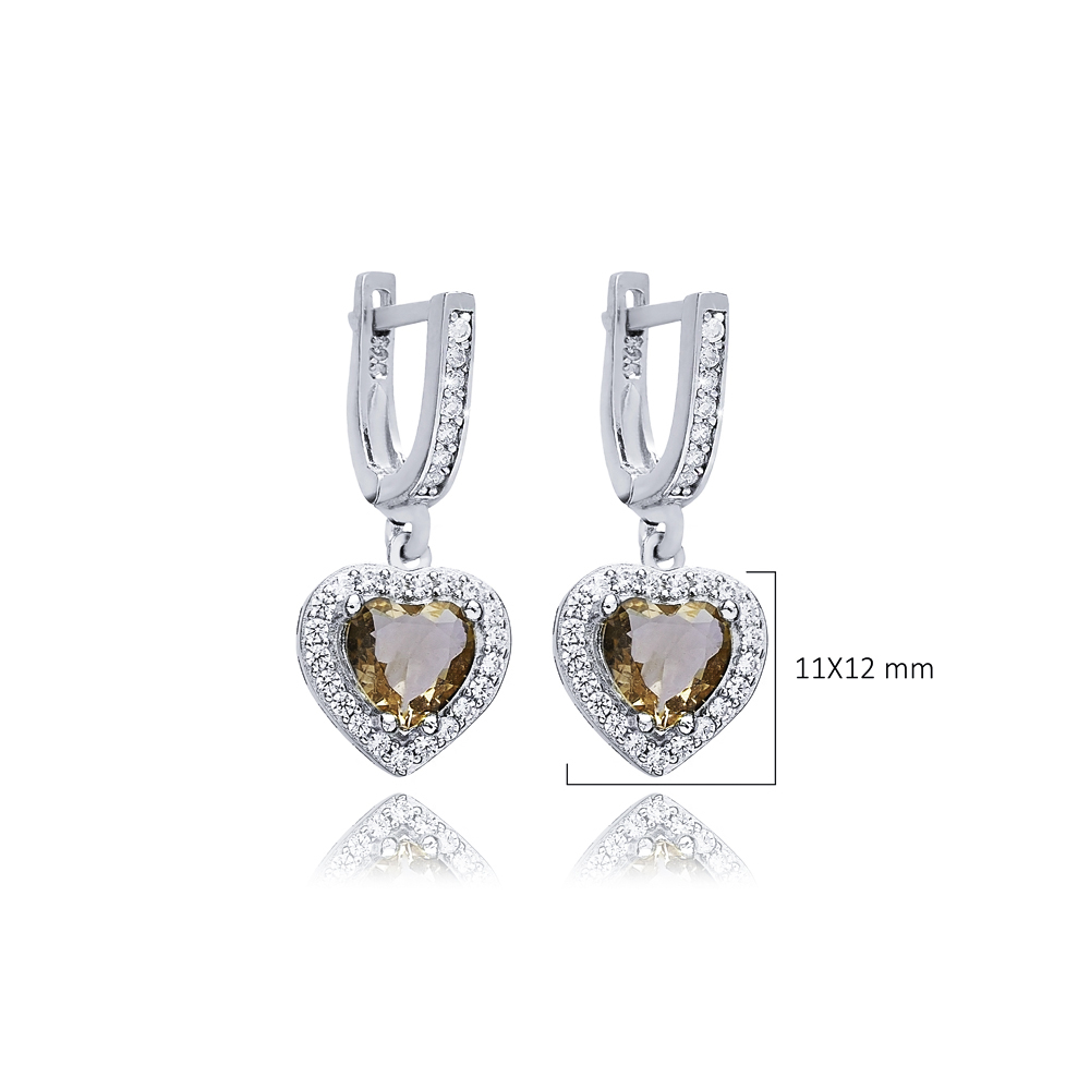 Heart Zultanite CZ Silver Dangle Earrings