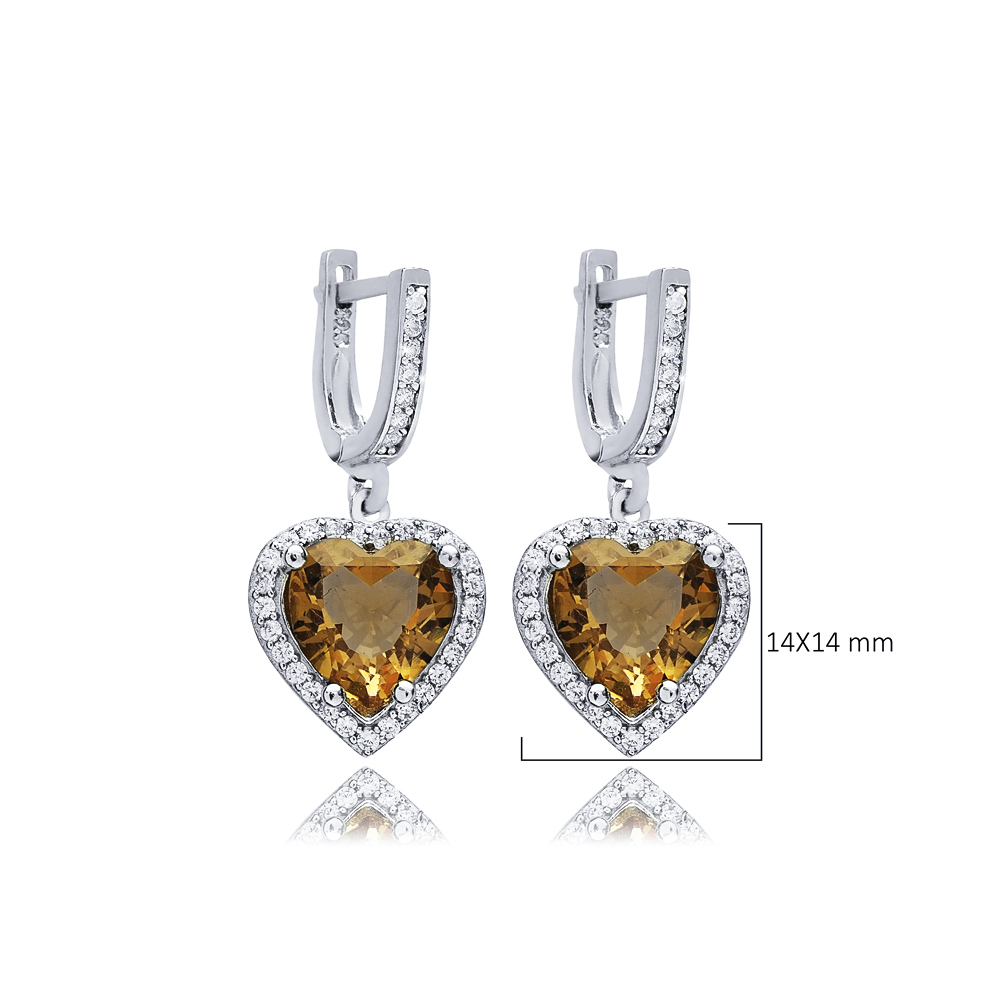 Heart Design Zultanite CZ Dangle Earrings