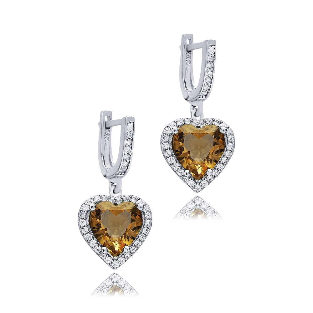 Heart Design Zultanite CZ Dangle Earrings